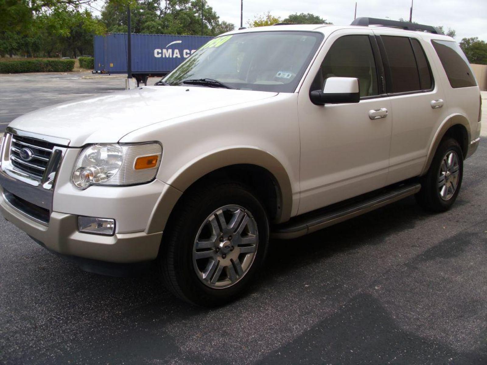 2010 WHITE FORD EXPLORER EDDIE BAUER (1FMEU7EE2AU) with an 4.0L engine, Automatic transmission, located at 12019 San Pedro Avenue, San Antonio, TX, 78216, (210) 494-5895, 29.551861, -98.487602 - 4x4; Front Seat Heaters; Leather Seats; Sync System; Power Folding Third Row; Full Roof Rack; Tow Hitch; Moon Roof; Bluetooth Technology; Navigation System; Air Conditioning; Power Windows; Power Locks; Power Steering; AM/FM CD/MP3; Satellite; AM/FM CD/DVD; Immobilizer; Keyless Entry; Dual Front Air - Photo #33