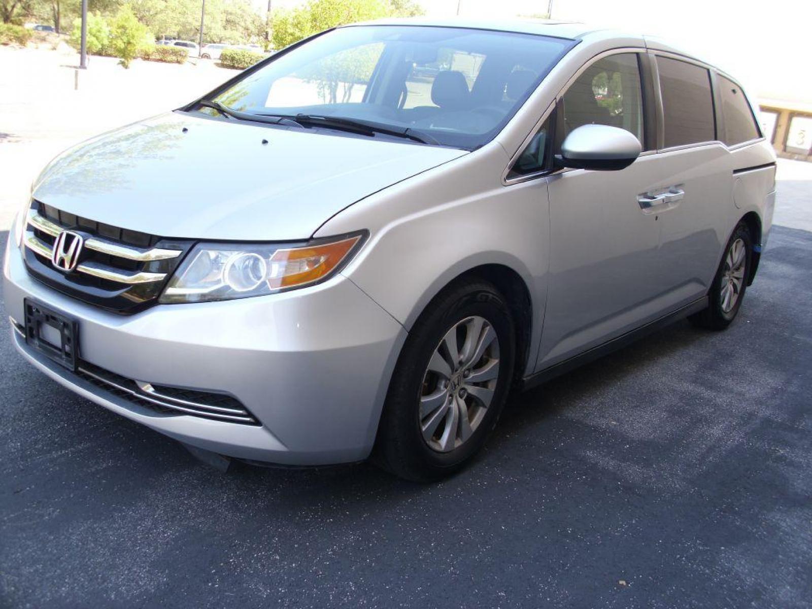 2014 SILVER HONDA ODYSSEY EXL (5FNRL5H62EB) with an 3.5L engine, Automatic transmission, located at 12019 San Pedro Avenue, San Antonio, TX, 78216, (210) 494-5895, 29.551861, -98.487602 - Lane Watch; Backup Camera; Bluetooth Technology; 3rd Row Seats; Leather Seats; Heated Seats; Power Sun/Moon Roof, 7-Passenger Seating; Power Sliding Doors; Power Liftgate; Lane Departure Warning; DVD Video System; Navigation System; Smart Key; Air Conditioning; Power Windows; Power Locks; Power Stee - Photo #3