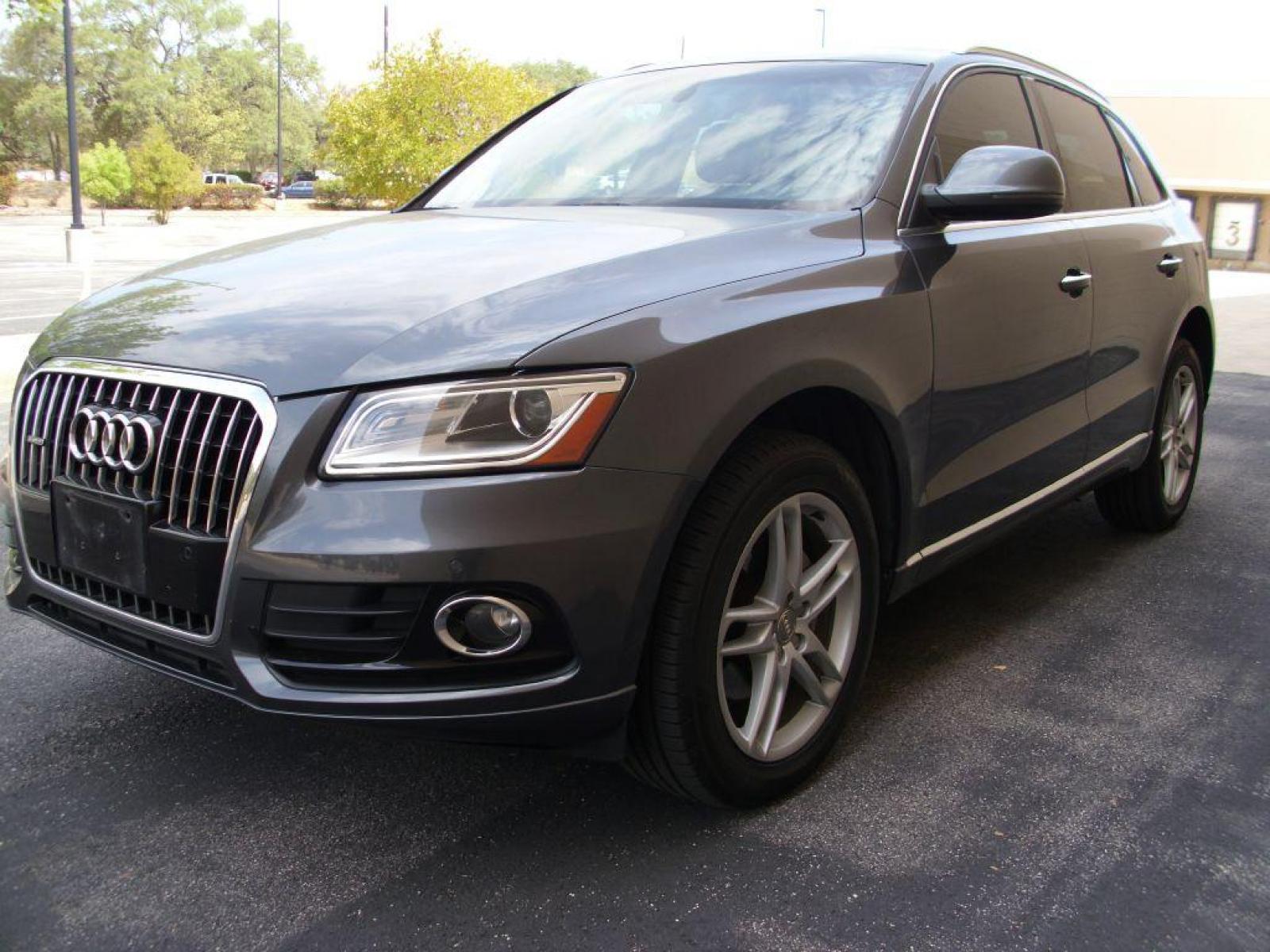 2015 GRAY AUDI Q5 PREMIUM PLUS (WA1LFAFP9FA) with an 2.0L engine, Automatic transmission, located at 12019 San Pedro Avenue, San Antonio, TX, 78216, (210) 494-5895, 29.550915, -98.491142 - IMMACULATE!!! AWD; Leather Seats; Blind Spot Alert; Panaramic Power Sun/Moon Roof; Front Seat Heaters; Hill Descent and Start Assist Control; Parking Sensors; Backup Camera; Navigation System; Air Conditioning; Power Windows; Power Locks; Power Steering; Tilt Wheel; AM/FM CD/MP3; Satellite; AM/FM - Photo #1