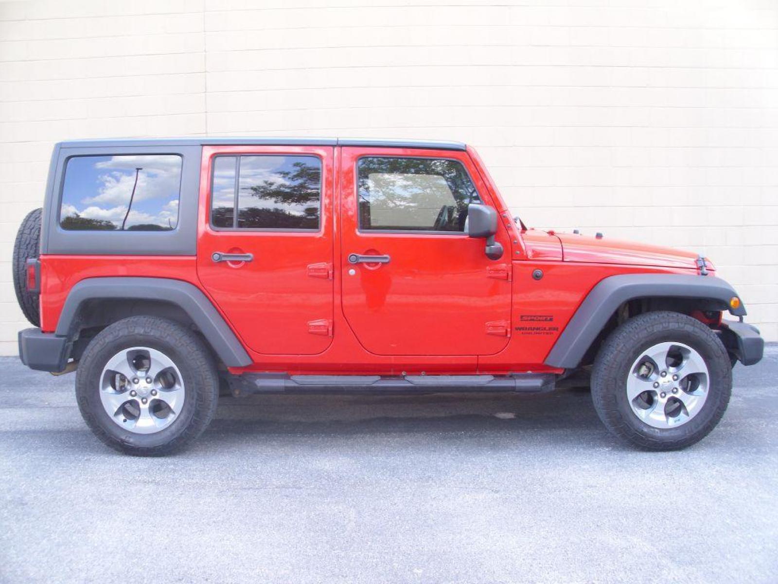 2015 RED JEEP WRANGLER UNLIMI SPORT (1C4BJWDG9FL) with an 3.6L engine, Automatic transmission, located at 12019 San Pedro Avenue, San Antonio, TX, 78216, (210) 494-5895, 29.550915, -98.491142 - Cruise Control; Hard Top; Air Conditioning; Power Steering; Tilt Wheel; AM/FM CD/MP3; Satellite; AM/FM CD/DVD; Sentry Key; Keyless Entry; Alarm; Dual Front Airbags; Passenger Sensor; Active Belts; All Wheel ABS; Retractable Roof Panel - Photo #0