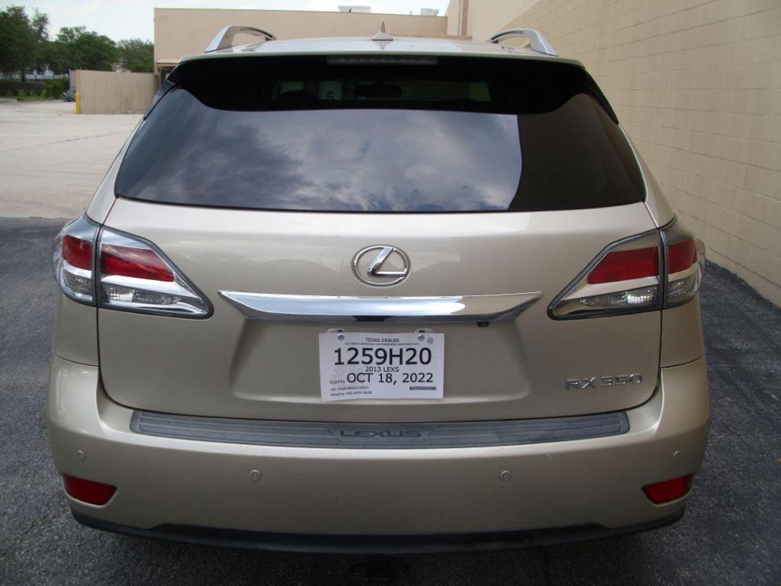 2013 GOLD LEXUS RX 350 (2T2ZK1BA5DC) with an 3.5L engine, Automatic transmission, located at 12019 San Pedro Avenue, San Antonio, TX, 78216, (210) 494-5895, 29.551861, -98.487602 - Blind-Spot Monitor; Backup Camera; Bluetooth Wireless; Leather Seats; Heated Seats; Navigation System; Parking Sensors; Power Liftgate; Smart Key; Tow Hitch; Roof Rack; Air Conditioning; Power Windows; Power Locks; Power Steering; Tilt Wheel; AM/FM CD/DVD; Satellite; Sentry Key; Keyless Entry; Alarm - Photo #6
