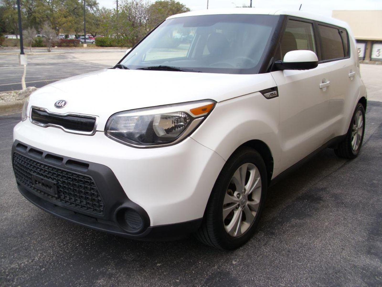 2015 WHITE KIA SOUL + (KNDJP3A57F7) with an 2.0L engine, Automatic transmission, located at 12019 San Pedro Avenue, San Antonio, TX, 78216, (210) 494-5895, 29.551861, -98.487602 - Auxiliary Audio Input; Bluetooth Technology; Cruise Control; Satellite Radio; Air Conditioning; Power Windows; Power Locks; Power Steering; Tilt Wheel; AM/FM CD/MP3; Satellite; Passive engine immobilizer; Dual Front Airbags; Side Airbags; Head Airbags; Rear Head Airbags; Active Seatbelts; All Wheel - Photo #1