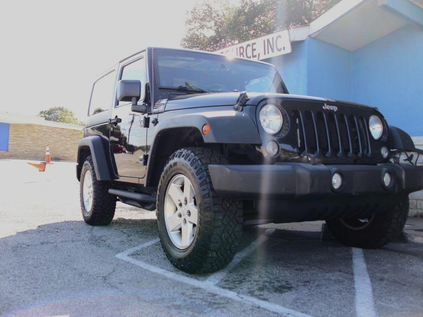 2014 BLACK JEEP WRANGLER SPORT (1C4AJWAG0EL) with an 3.6L engine, Automatic transmission, located at 2215 Harry Wurzbach Rd , San Antonio, TX, 78209, (208) 269-7240, 29.491415, -98.432098 - PERFECT FOR ADVENTURES! ONE OWNER! 4WD/AWD WITH ALLOY WHEELS! SPECIAL EDITION; Tow Hitch; Traction Control; Running Boards; Remote Start; Hard Top; Cloth Seats; Rear Defroster; Air Conditioning, ABS Brakes, Automatic Transmission; Power Steering; Tilt Wheel; AM/FM CD/MP3; AM/FM CD/DVD; Passive sentr - Photo#1
